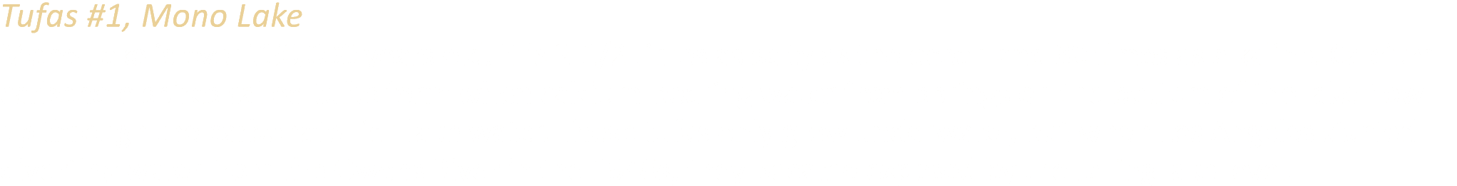 Tufas #1, Mono Lake Mono Lake is over 750,000 years old. It is 2 1/2 times as salty as the ocean and 80 times as alka...